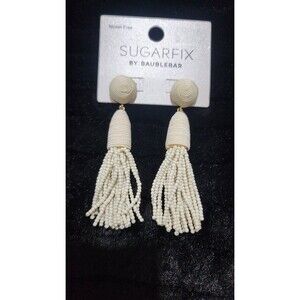 NEW Baublebar Off White Beaded Tassle Earrings.